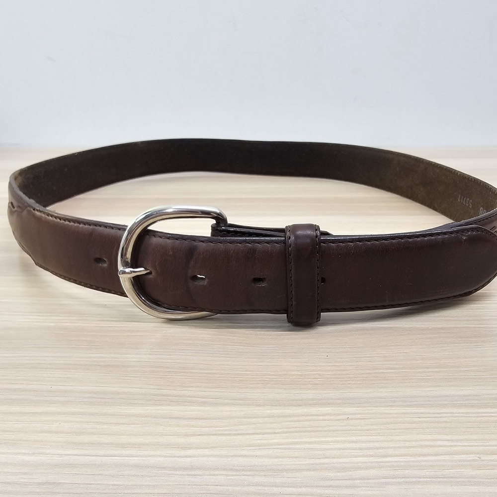 Silver Creek Leather Belt Mens 38 Large Brown Silver Buckle Outdoor Work Western
